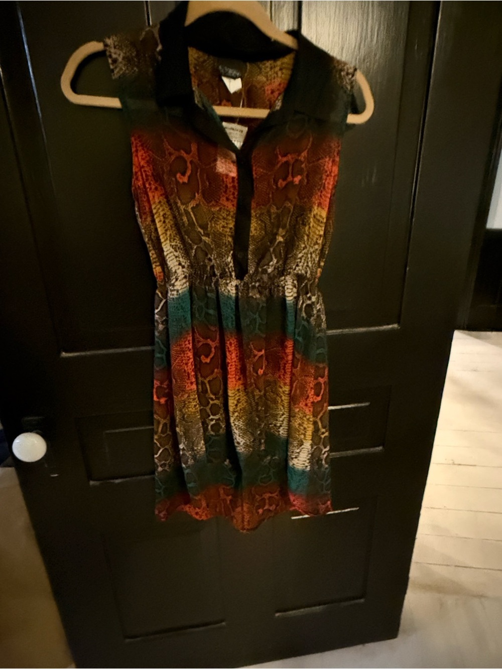 Daytrip Multicolored Snake-Print Sleeveless Collared Tunic